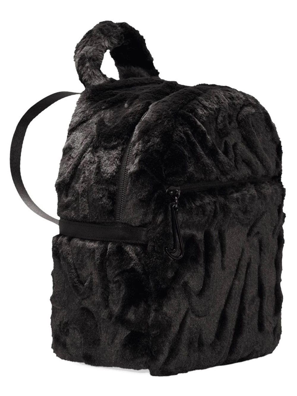 Black Faux Fur Nike Plush Backpack